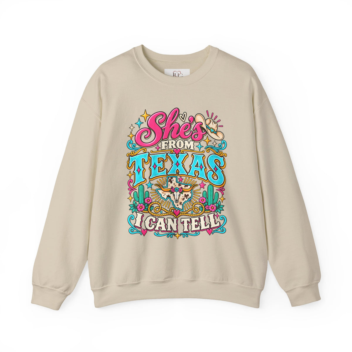 She’s From Texas I Can Tell Sweatshirt – Western Cowgirl Floral Graphic Crewneck