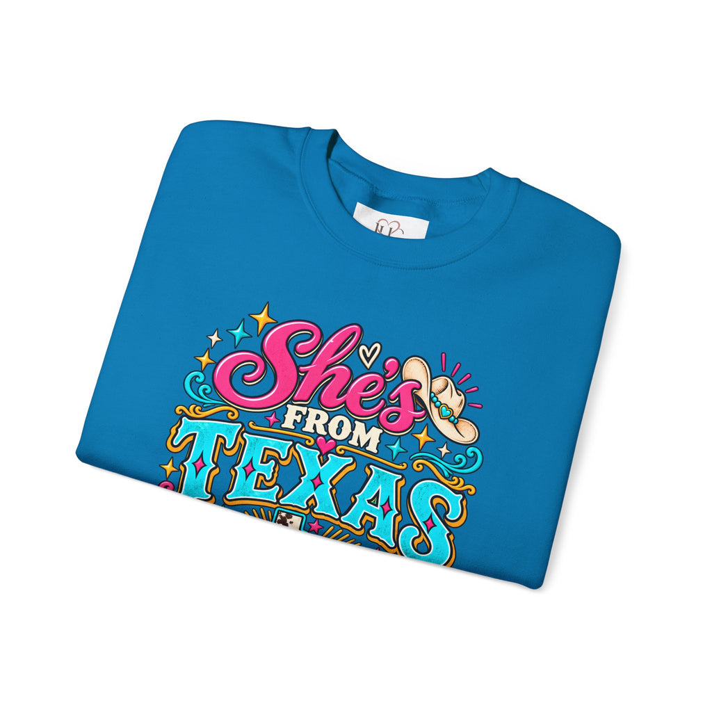 She’s From Texas I Can Tell Sweatshirt – Western Cowgirl Floral Graphic Crewneck