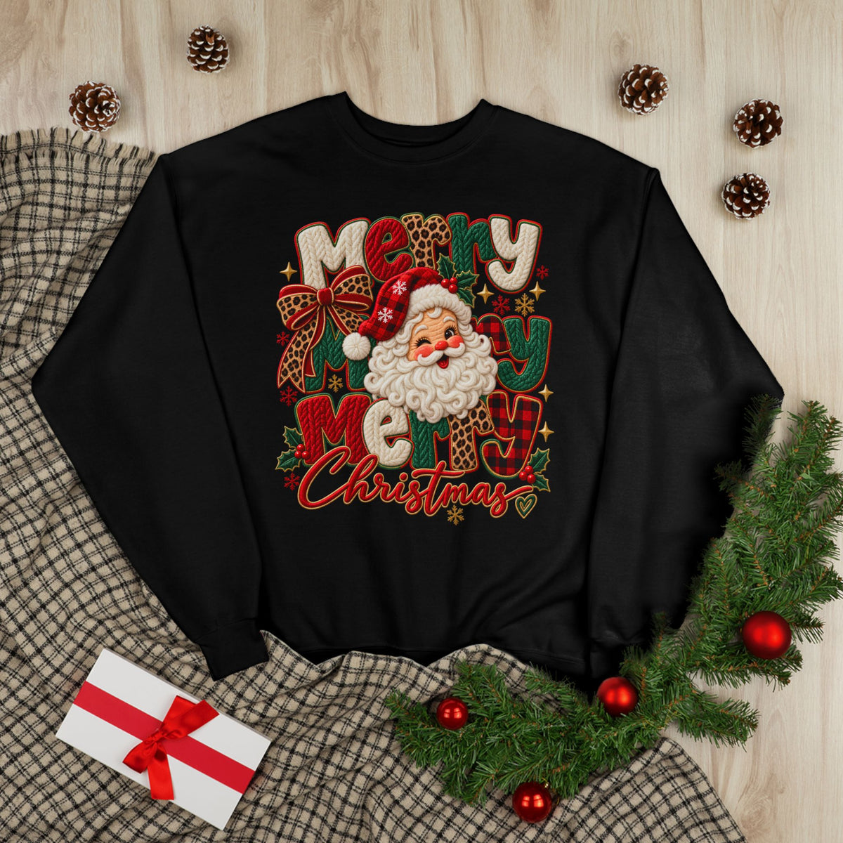 Christmas Santa Crewneck Sweatshirt – Merry Christmas Retro Graphic