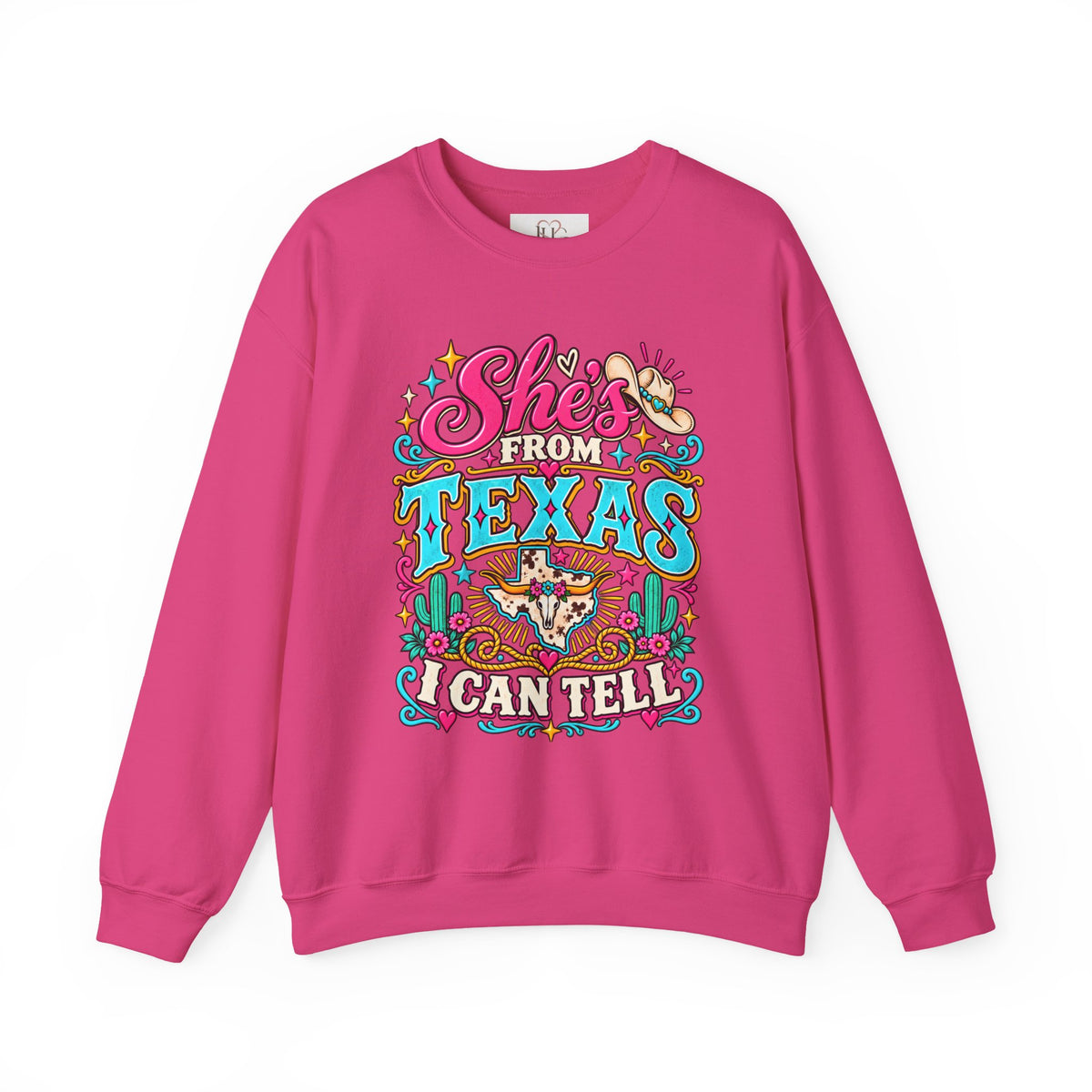 She’s From Texas I Can Tell Sweatshirt – Western Cowgirl Floral Graphic Crewneck