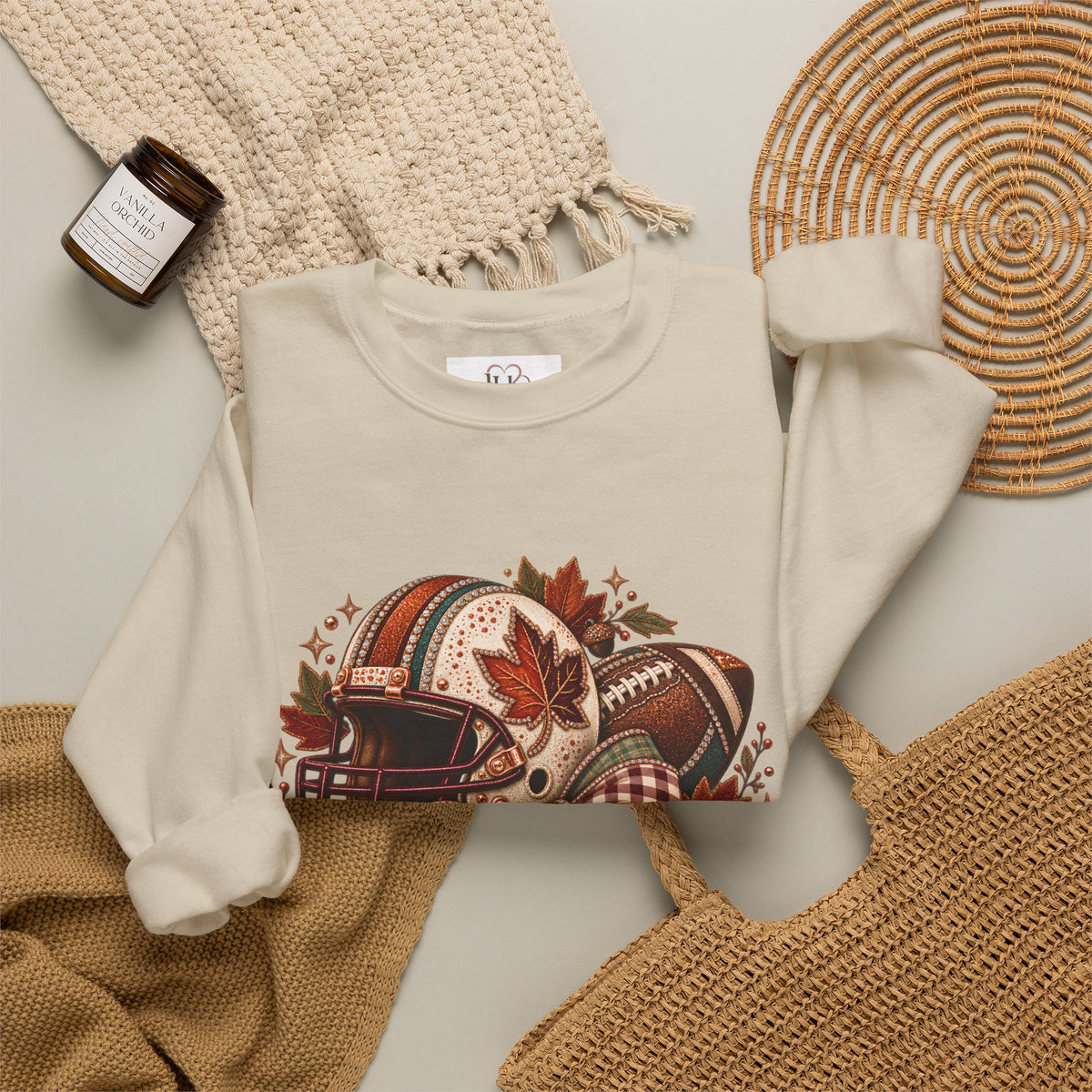 Fall Football Game Day Sweatshirt | Autumn Pumpkin Crewneck | Thanksgiving Football Shirt