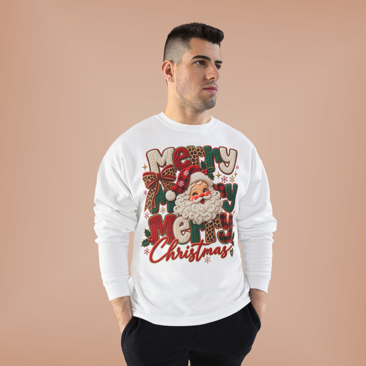 Christmas Santa Crewneck Sweatshirt – Merry Christmas Retro Graphic