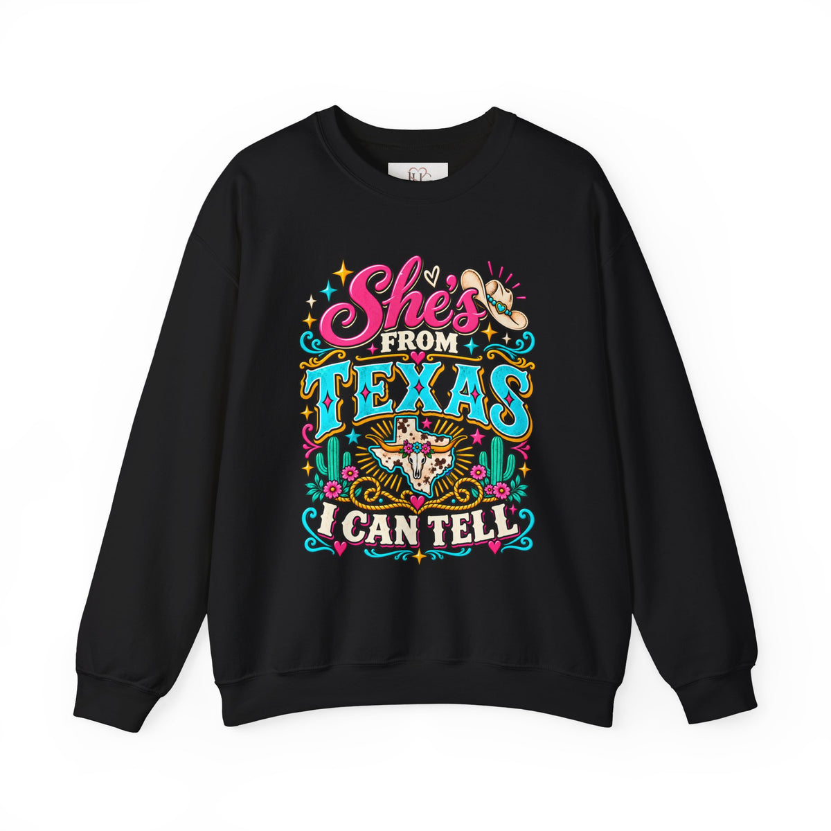 She’s From Texas I Can Tell Sweatshirt – Western Cowgirl Floral Graphic Crewneck