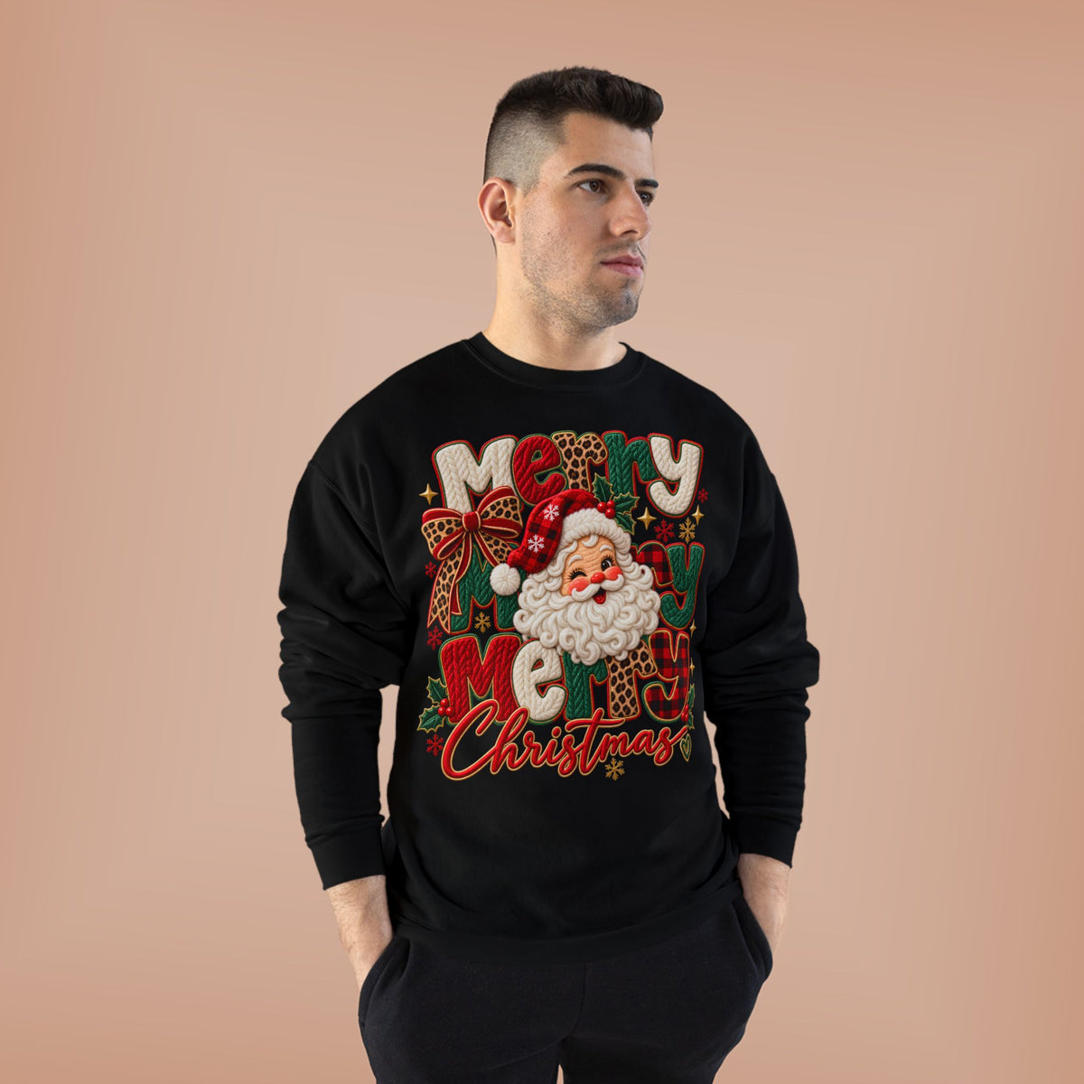 Christmas Santa Crewneck Sweatshirt – Merry Christmas Retro Graphic