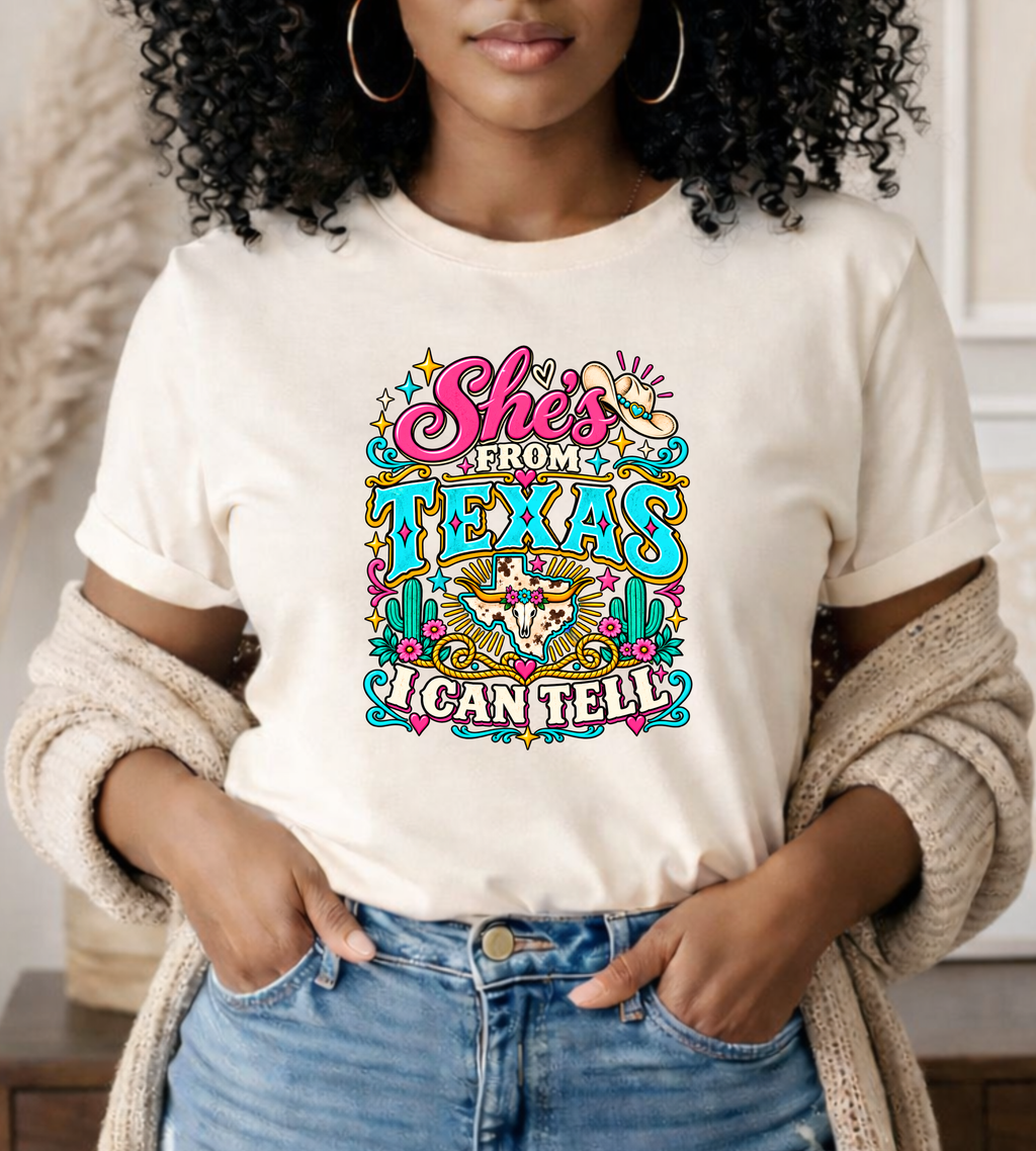 She’s From Texas Graphic Tee – Western Cowgirl Shirt
