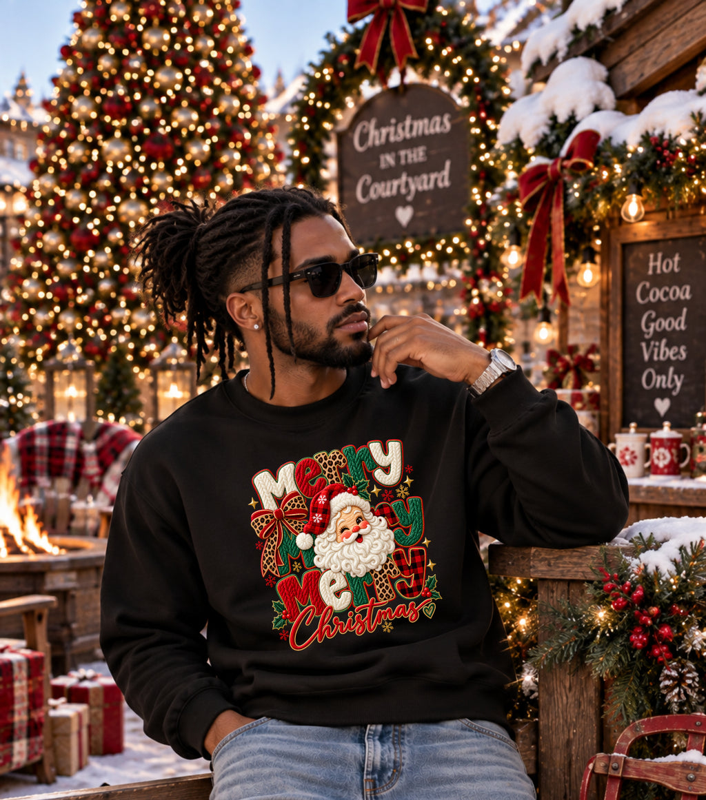Christmas Santa Crewneck Sweatshirt – Merry Christmas Retro Graphic