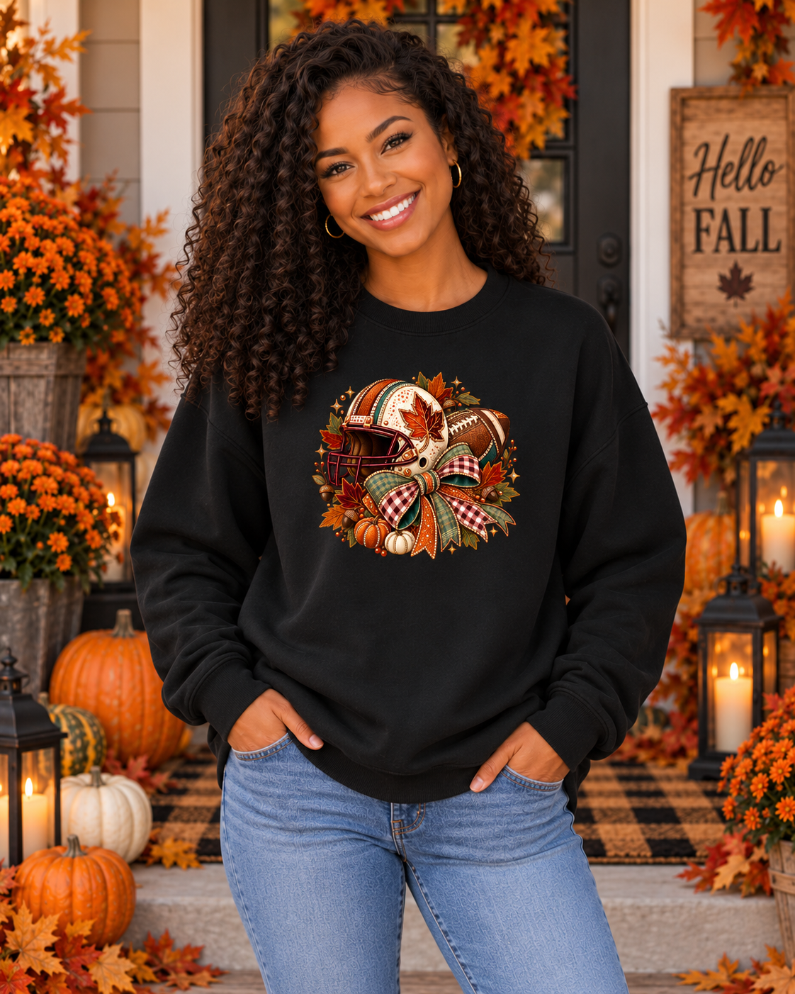 Fall Football Game Day Sweatshirt | Autumn Pumpkin Crewneck | Thanksgiving Football Shirt
