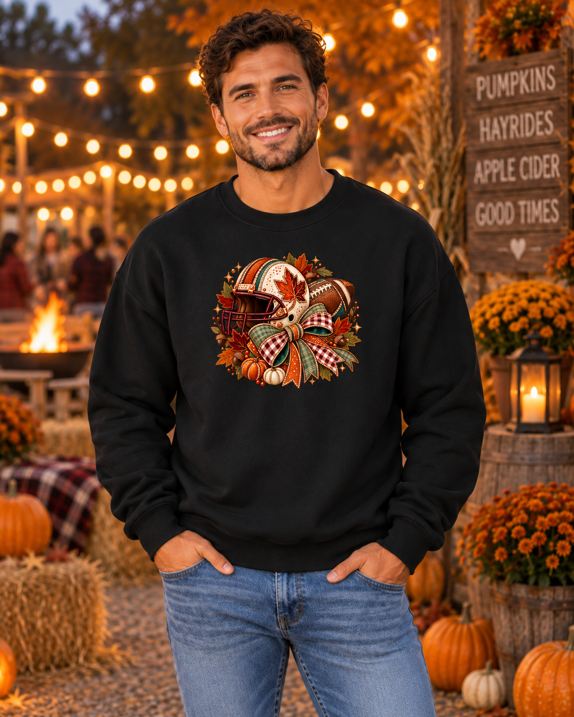 Fall Football Game Day Sweatshirt | Autumn Pumpkin Crewneck | Thanksgiving Football Shirt