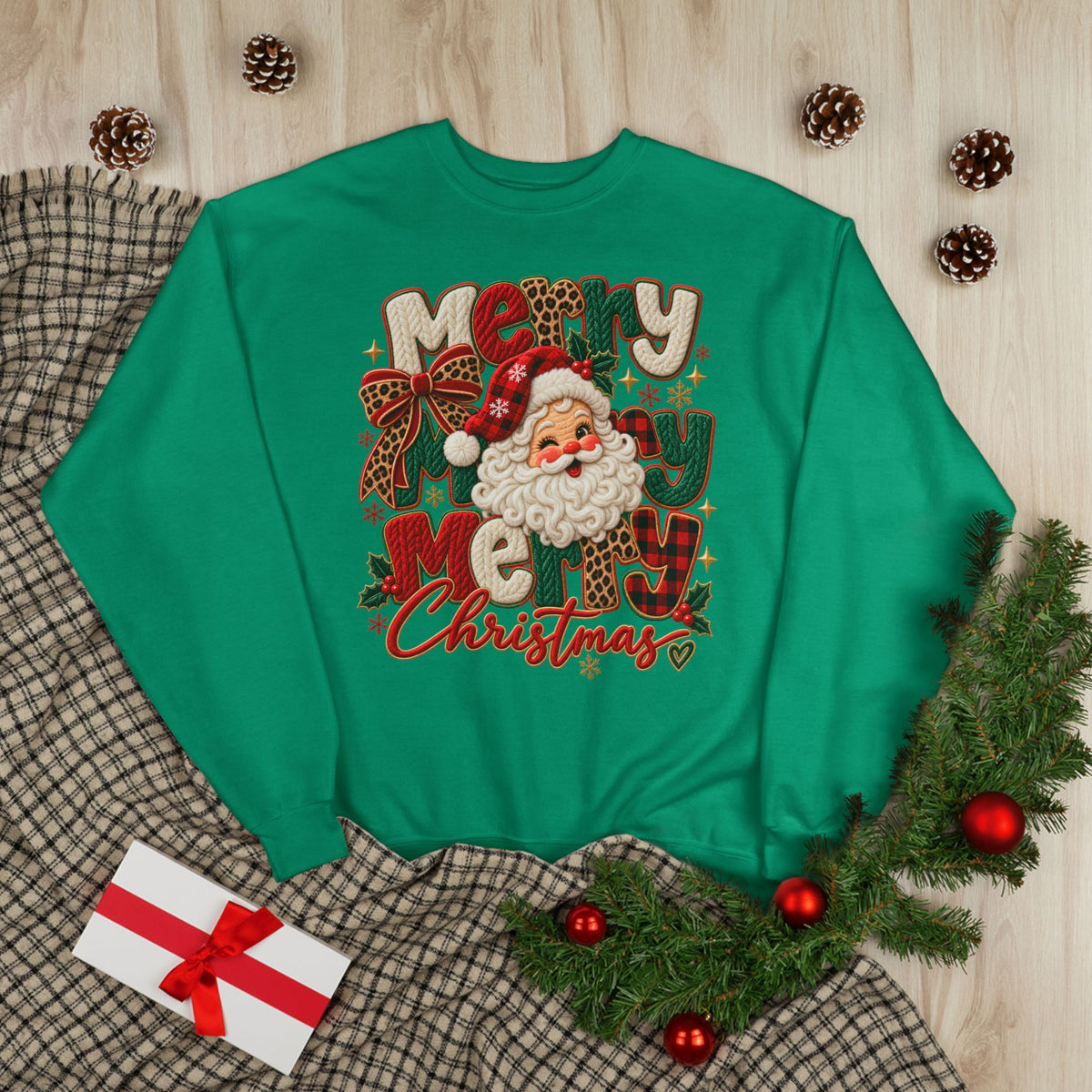 Christmas Santa Crewneck Sweatshirt – Merry Christmas Retro Graphic