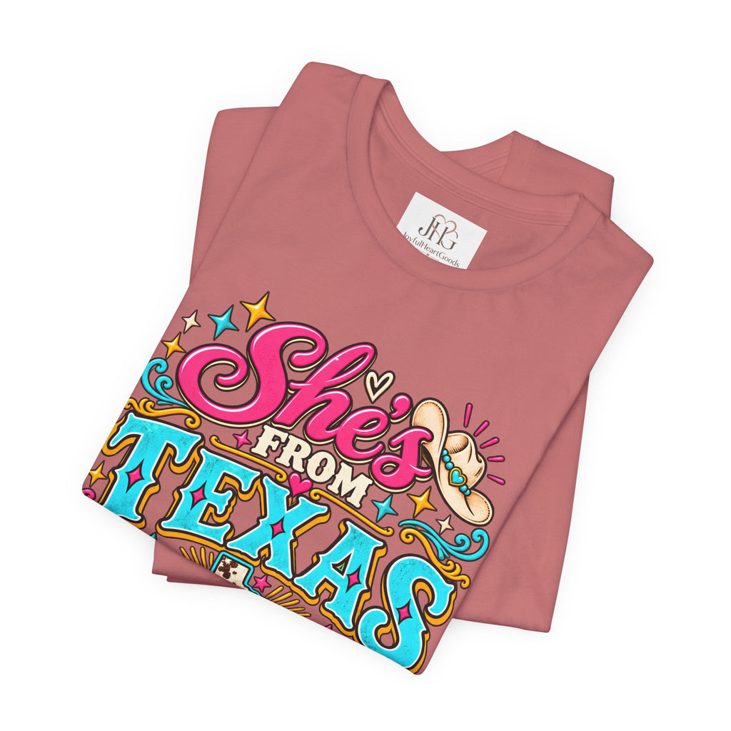 She’s From Texas Graphic Tee – Western Cowgirl Shirt