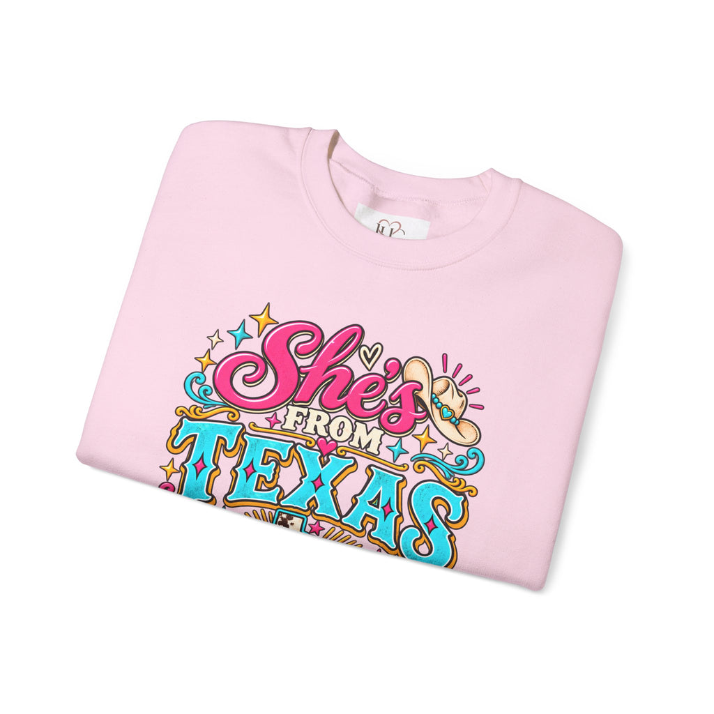 She’s From Texas I Can Tell Sweatshirt – Western Cowgirl Floral Graphic Crewneck