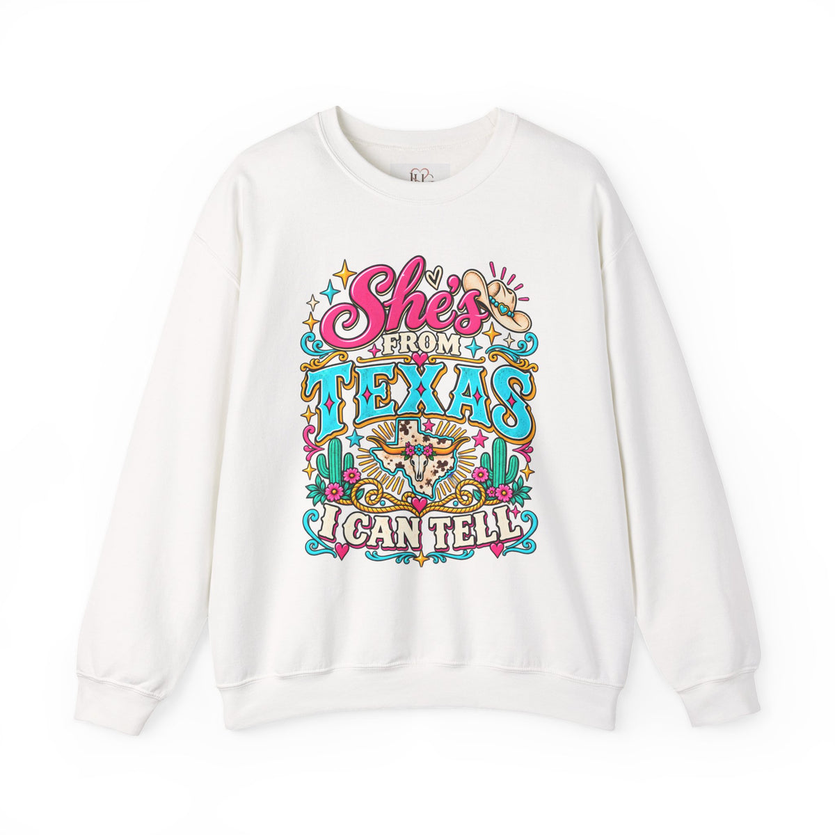 She’s From Texas I Can Tell Sweatshirt – Western Cowgirl Floral Graphic Crewneck