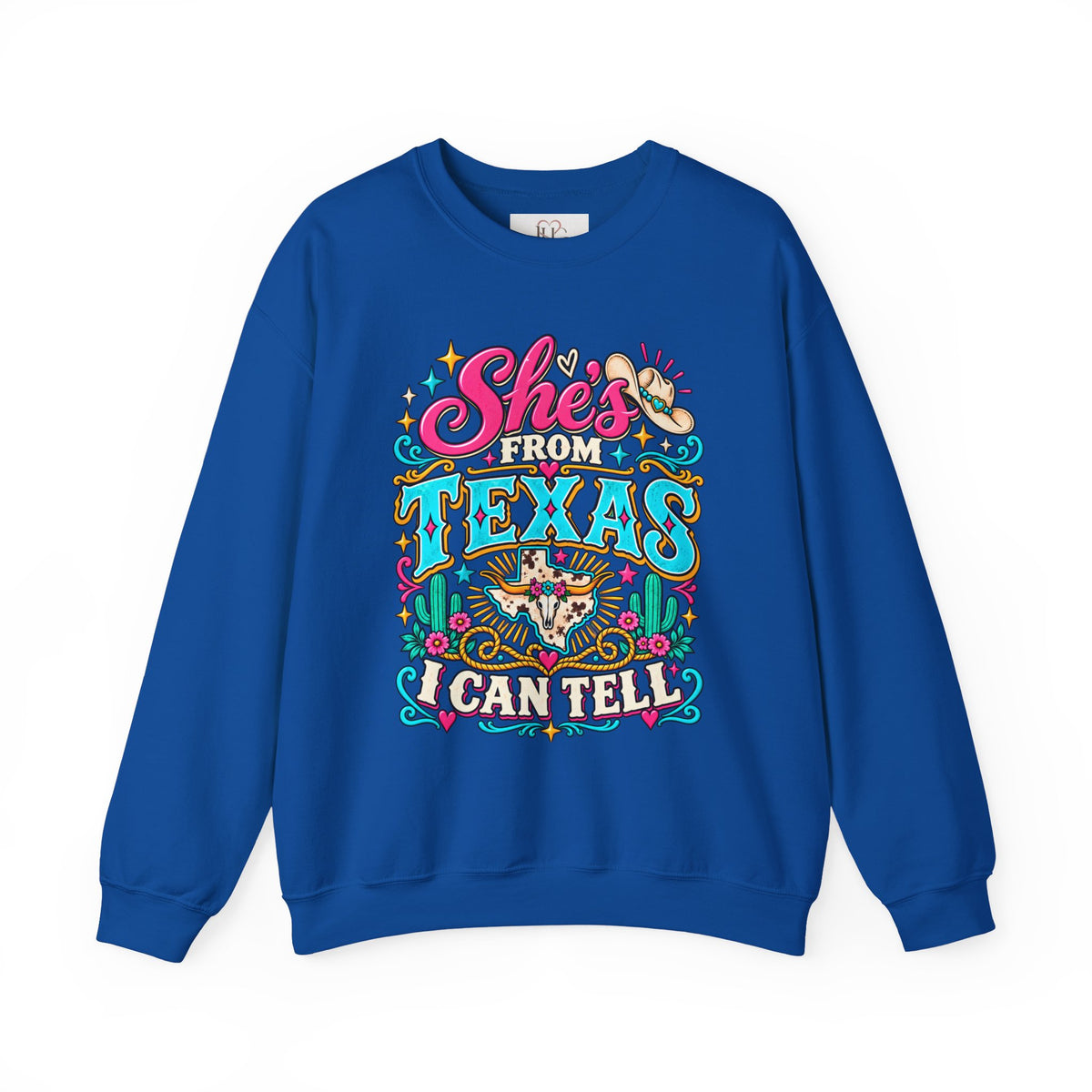 She’s From Texas I Can Tell Sweatshirt – Western Cowgirl Floral Graphic Crewneck