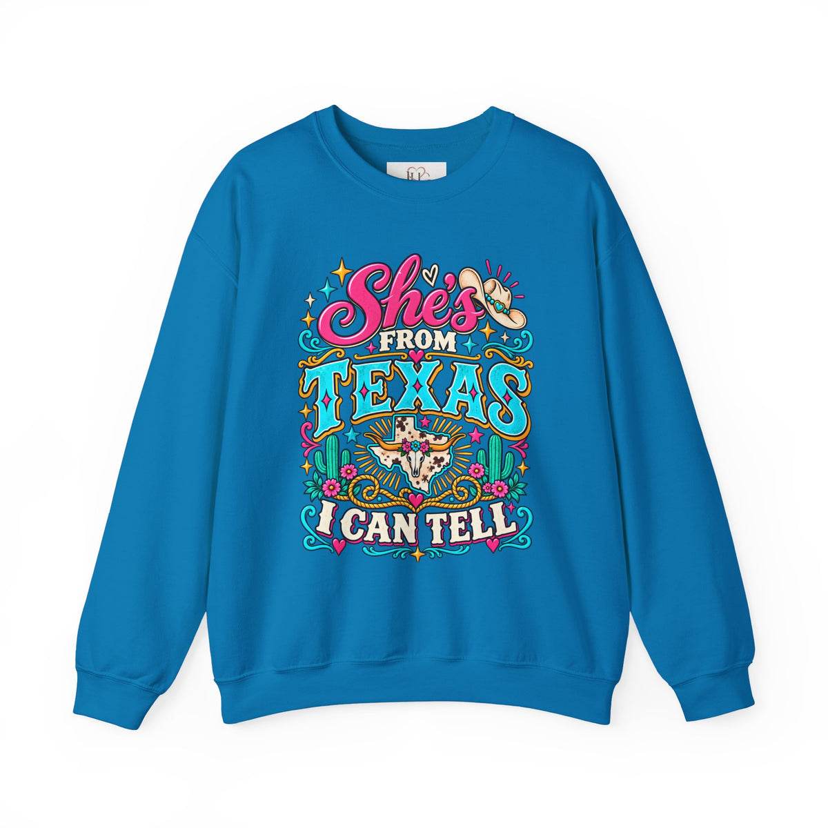She’s From Texas I Can Tell Sweatshirt – Western Cowgirl Floral Graphic Crewneck