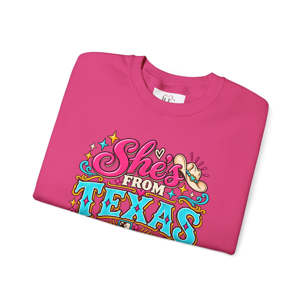She’s From Texas I Can Tell Sweatshirt – Western Cowgirl Floral Graphic Crewneck