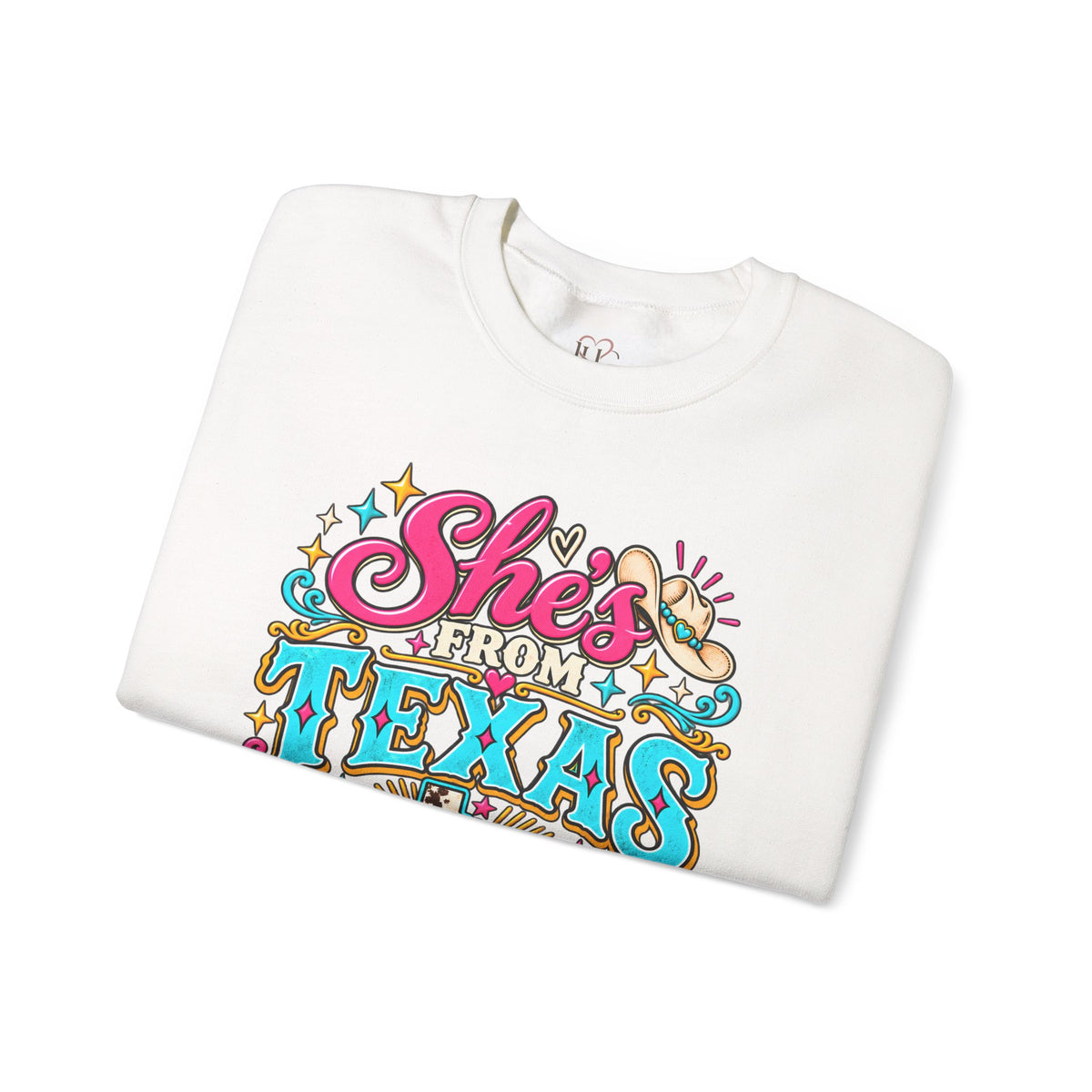 She’s From Texas I Can Tell Sweatshirt – Western Cowgirl Floral Graphic Crewneck