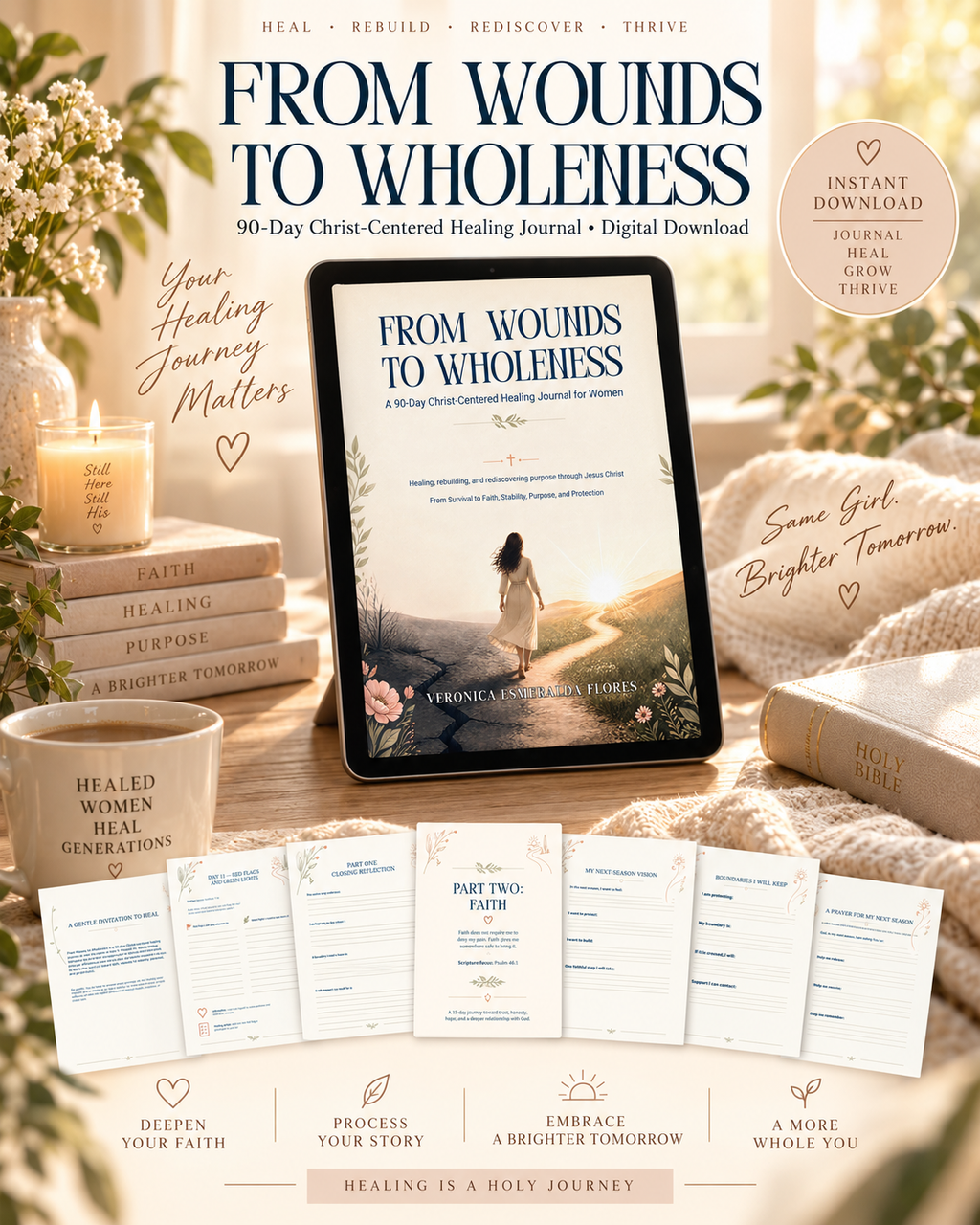 From Wounds to Wholeness | 90-Day Christ-Centered Healing Journal